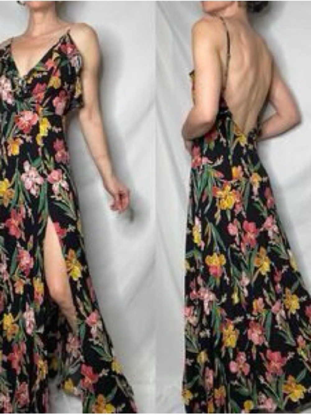 Privacy Please Karen tropical floral print maxi dress black pink revolve Size S